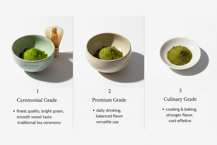 Matcha ceremonialna vs premium vs kulinarna — którą wybrać?